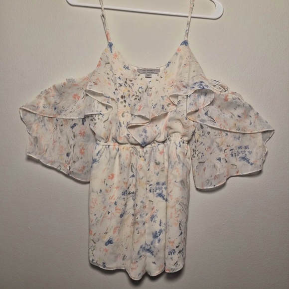 All Saints Jasmine Juni Playsuit Flowy Romantic Coastal Boho Twee Romper US 2 - Picture 3 of 6